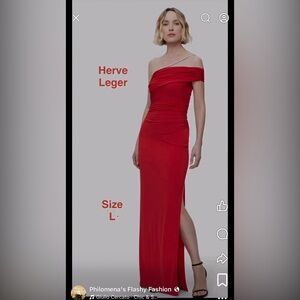 Herve Leger One Shoulder Red Dress